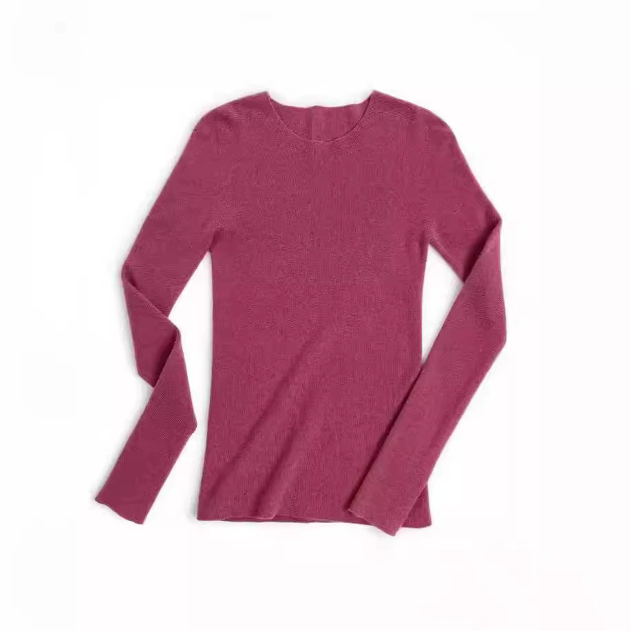 60 100 worsted merino thin wool round neck close-fitting seamless integrated 18-pin base knit sweater thin sweater