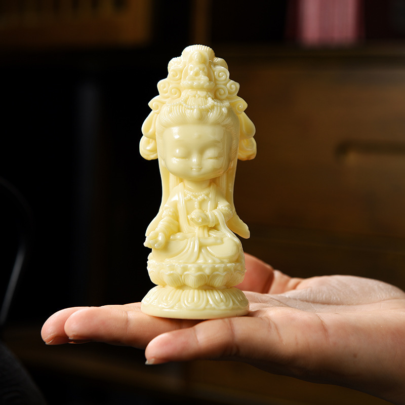 象牙果Q版观音莲花台菩提果如来宝宝佛文玩树脂工艺品办公桌摆件|undefined
