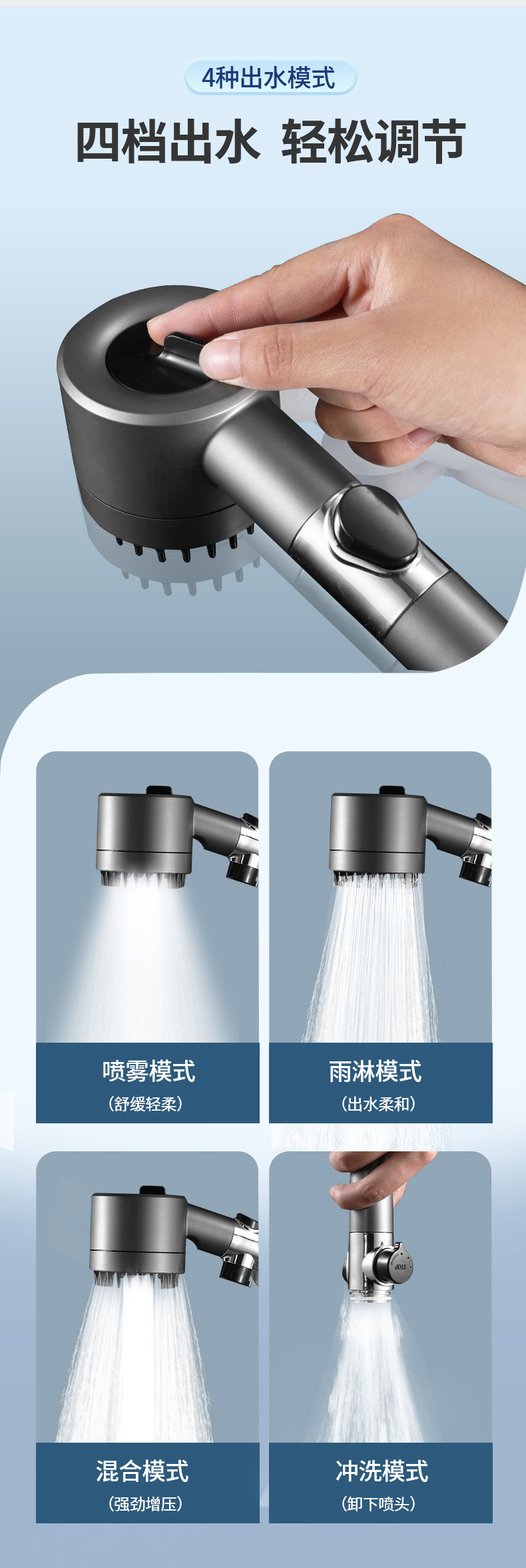 Pressurized shower, negative ion filter, handheld showerhead, Dyson's same style, strong pressure showerhead, bathroom spray, hand spray undefined