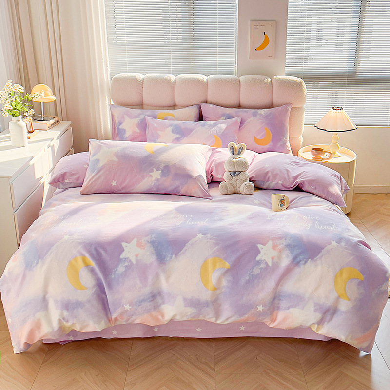 Cuerpo de algodón de cuatro piezas de amor, cama de cama, cama de cama, dormitorio de estudiantes, ropa de cama de tres piezas.