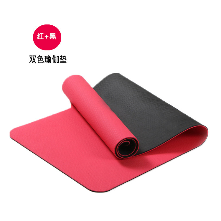 Fabricantes de stock al por mayor TPE mat de yoga de dos colores 183 * 61 * 0.6 mat de ejercicios deportivos de danza portátil mat