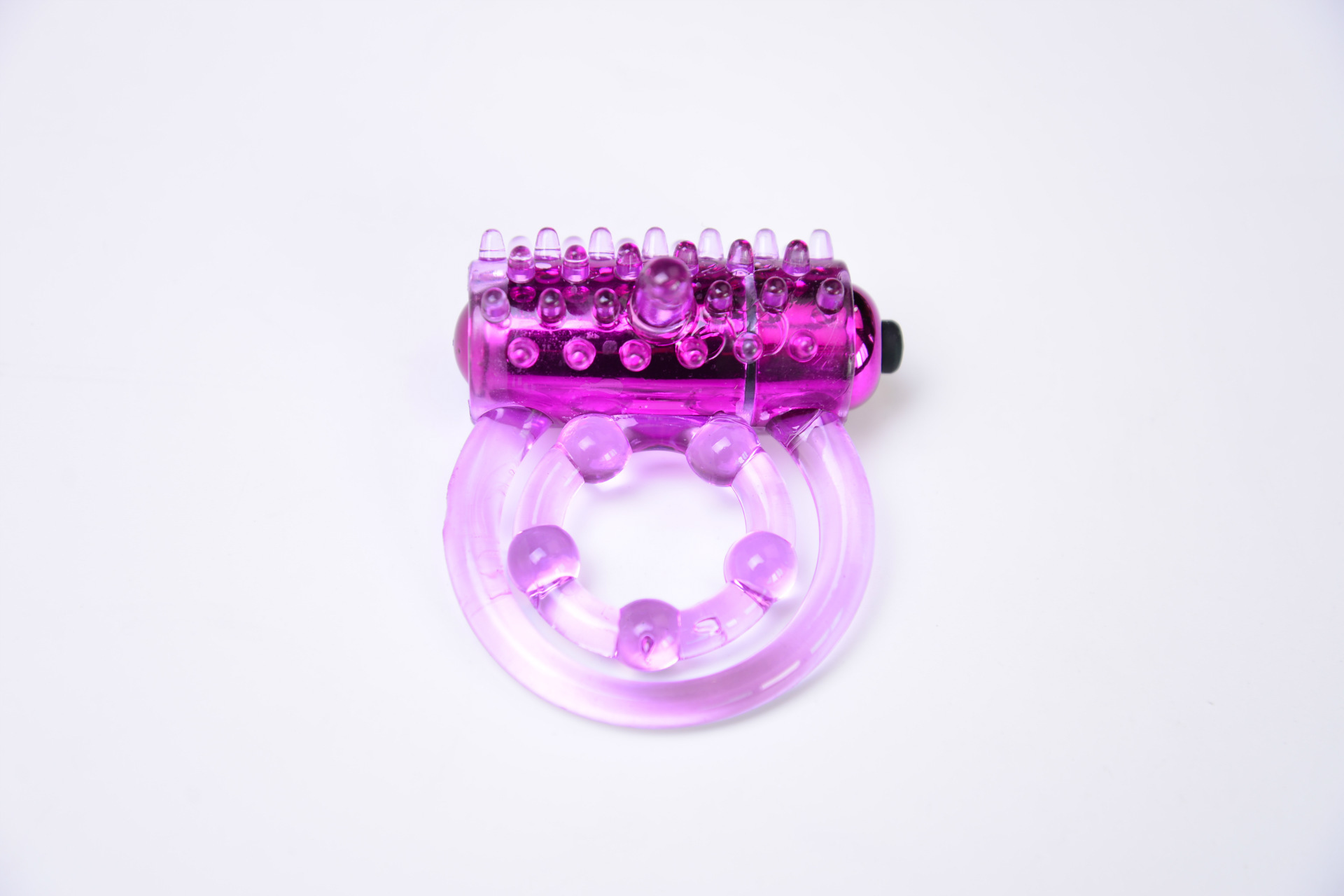 Concentric Double-Ring Vibrating Cock Ring, Textured TPE Delay Ring for Men — detail image 18