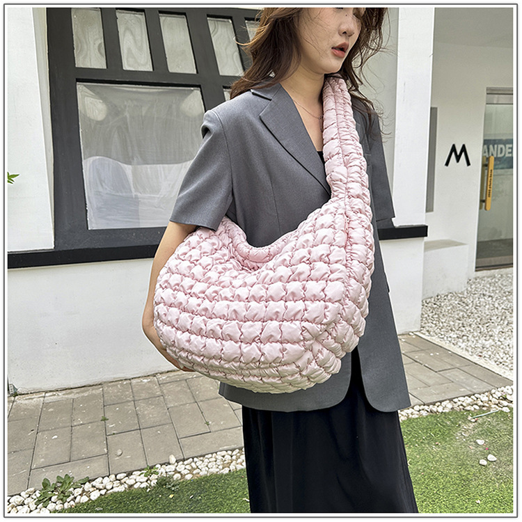 Korean Cloud Bag, Women's Lazy Style Shoulder Bag Pleated Handbag Large Capacity Single Shoulder Casual Bag_voghion.com