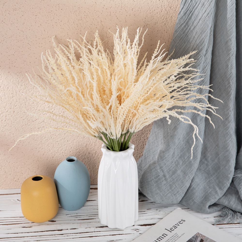 假花植毛三叉小葉草把束INS風仿真花廠家家居裝飾跨境批發YC1085