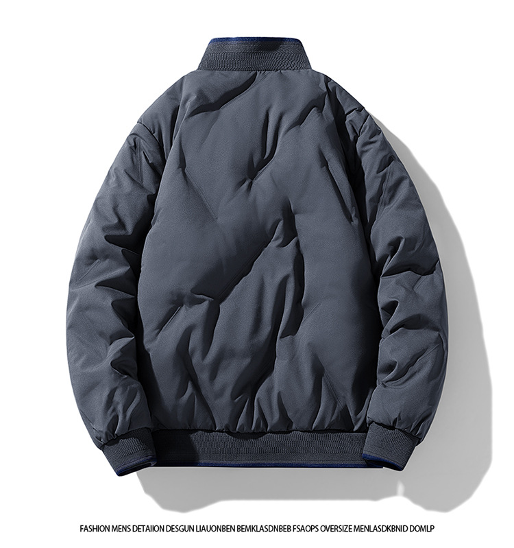 Large Size Padded Jacket Men's Baseball Collar Padded Jacket Casual Loose Warm Thickened Couple Padded Jacket_viptrois.com