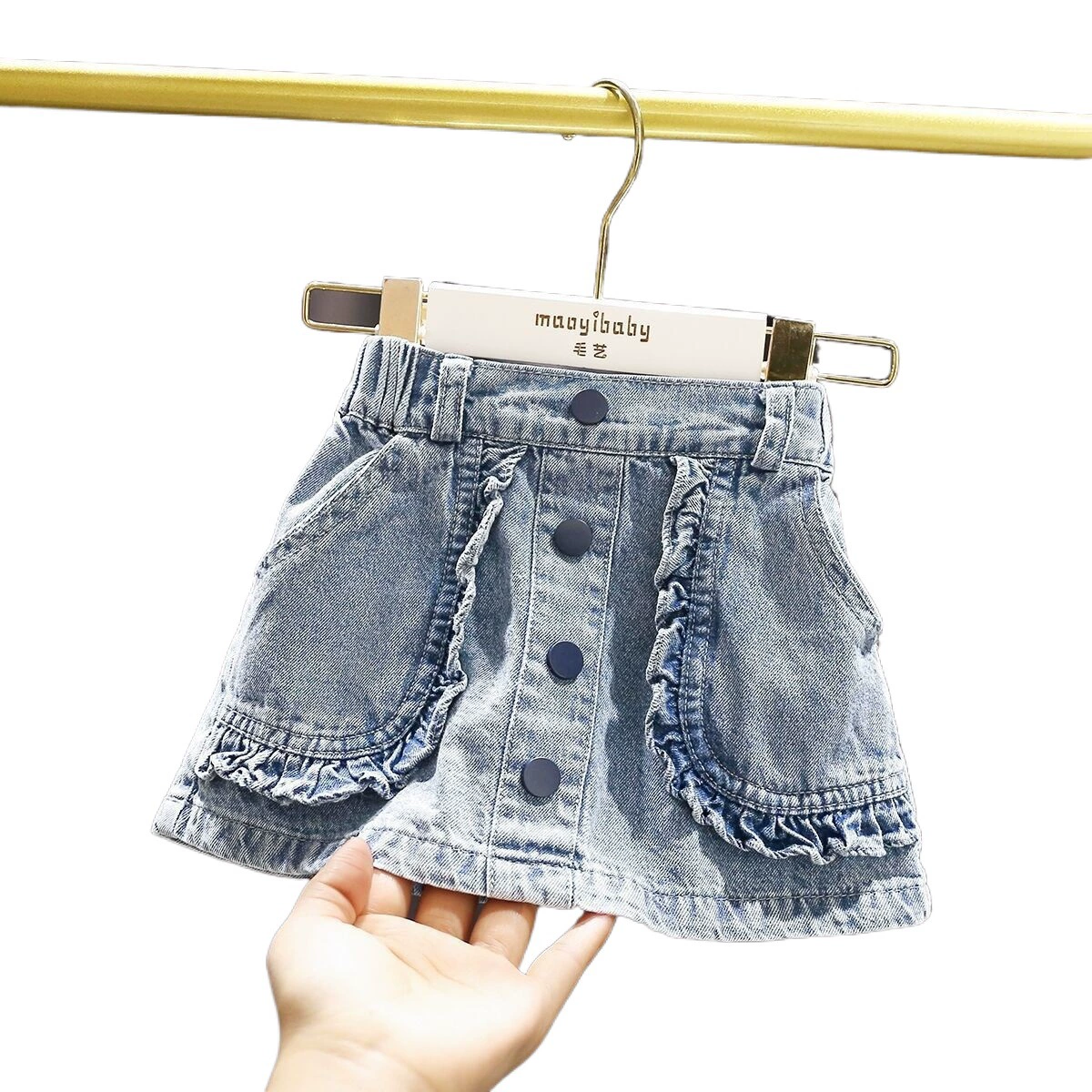 Джинсовая юбка для девочки для отдыха, летняя детская fashionable одежда, западный стиль, корейский стиль