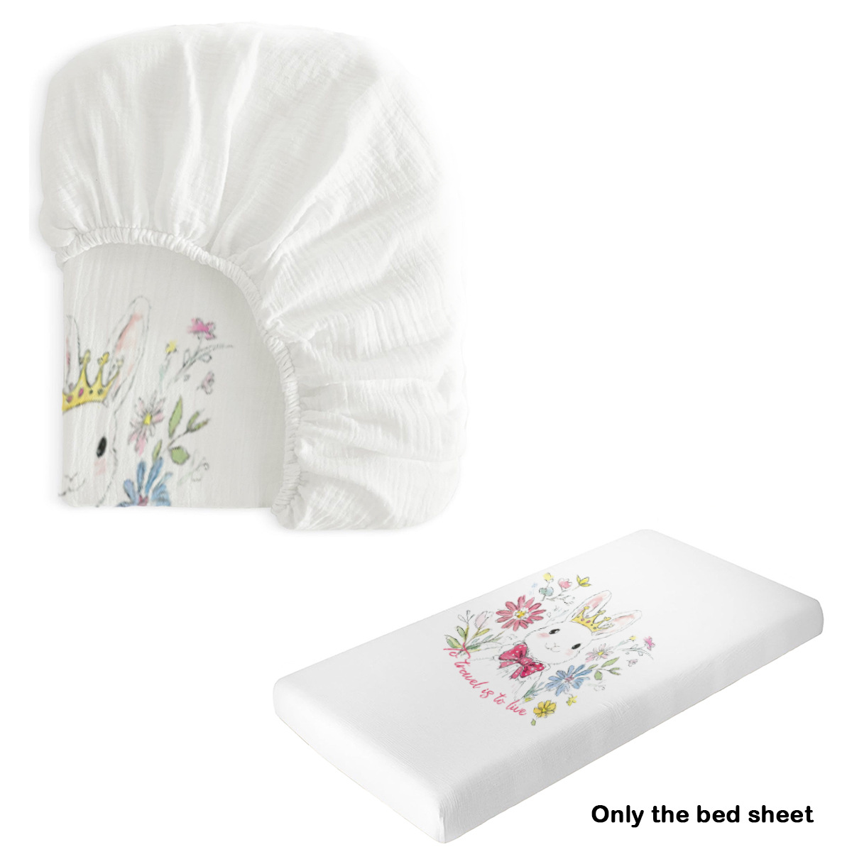 Ins Cross-Border Amazon Popular Cute Printed Infant Bed Bed Sheetss Type a Pure Cotton Baby Standard Bed Bed Sheetss