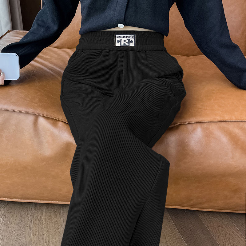 Narrow Wide-Leg Pants for Women 2026 New Spring and Autumn Straight-Leg Pants Warm High-Waisted Casual Straight-Leg Pants