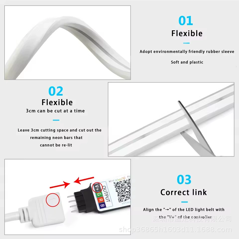 Неоновая световая лента LED набор RGB яркие цвета 5V Bluetooth инфракрасное управление APP 24-кнопочный ТВ фоновая атмосфера
