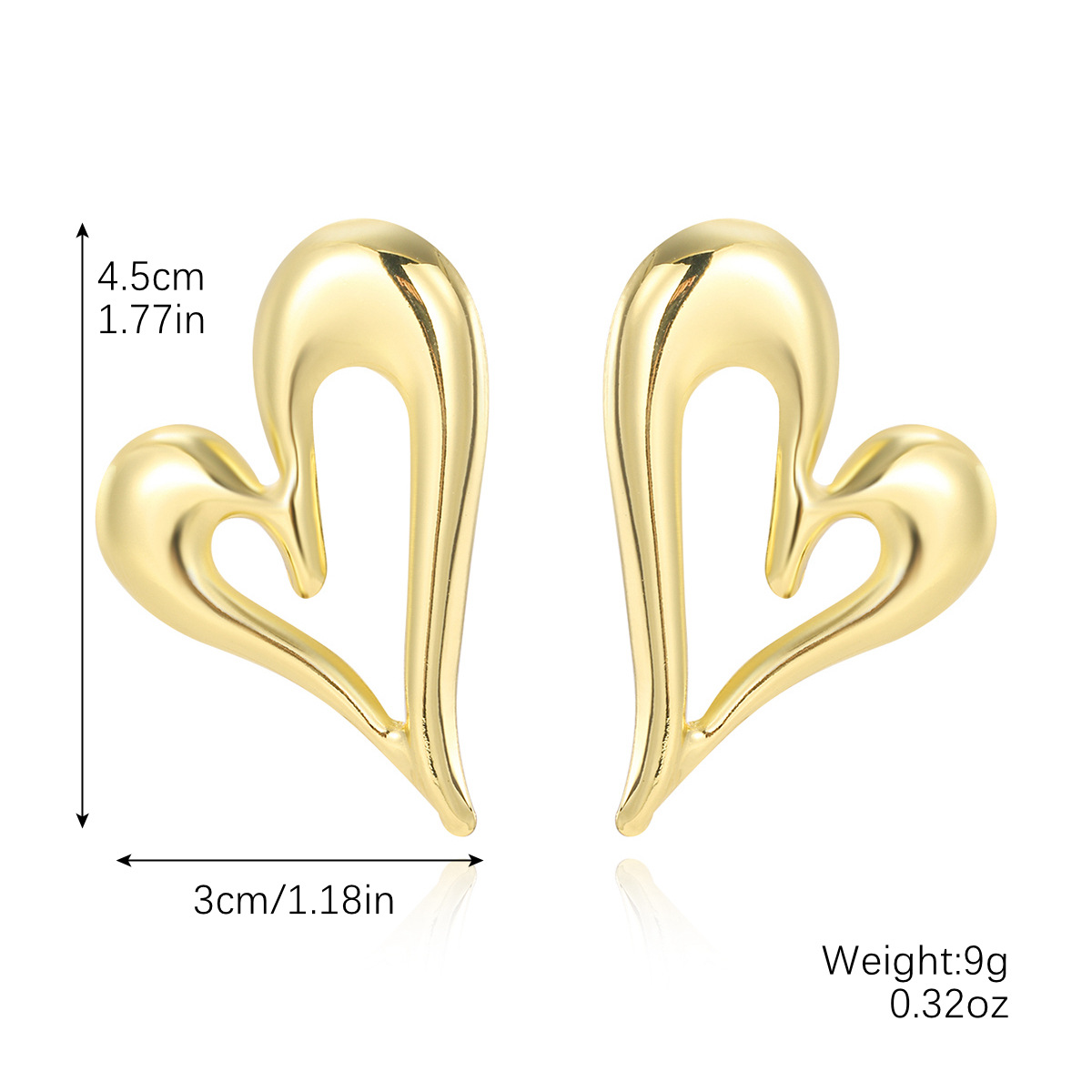 personality high end temperament geometric niche exaggerated metal big earrings female multi layer peach heart gold earrings_voghion.com