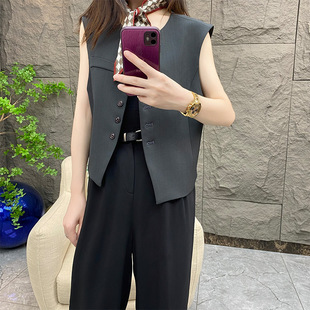 Silk Scarf Vest Jacket Women's Autumn New Design Sense Niche Sleeveless Vest Suit Vest 89020