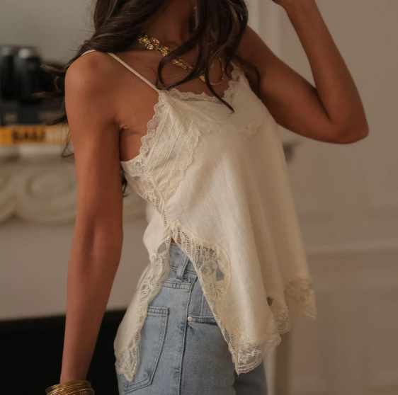 Europa y los Estados Unidos comercio exterior ropa de mujer encaje algodón chaleco de cabina damas de verano francés vestido exterior pura sensación de diseño de estilo superior