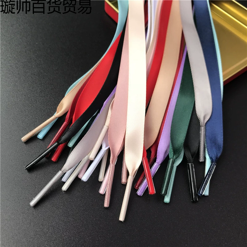 Новинка 1cm года, атласные двусторонние красочные атласные шнурки из полиэстера, имитация атласных холщовых кожаных шнурков для обуви