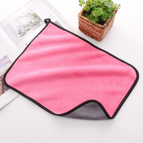 High density coral velvet double color absorbent car cleaning towel composite double layer thickened vehicle cleaning rag manufacturer wholesale