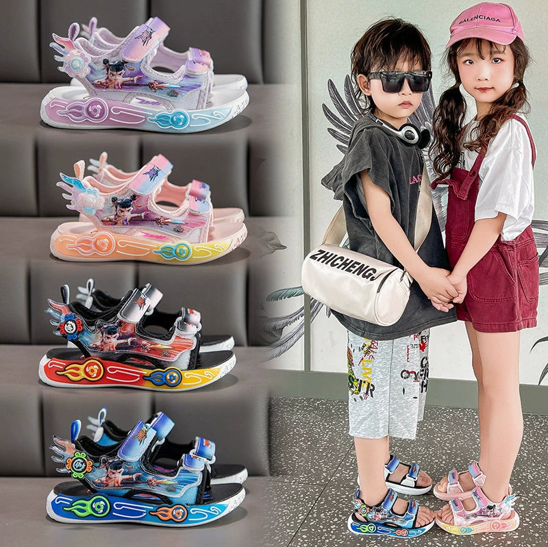 Детские сандалии для мальчиков и девочек Пляжная обувь Летняя новая девушка обувь принцессы мультфильм мягкая подошва детские спортивные сандалии