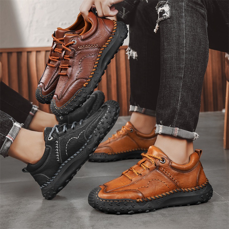 Plus-Size Autumn And Winter Breathable Loafers Handmade Casual Men's Leather Shoes Trendy Goodyear Handmade Men's Shoes_vogvips.com
