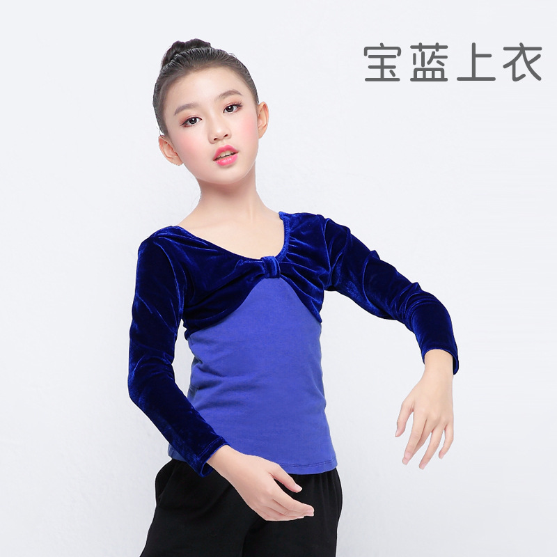 Ropa de baile para niños ropa de práctica de Primavera de manga larga de baile chino Top split Ropa de baile de lana ropa de baile latino al por mayor