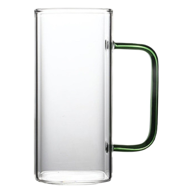 Color cuadrado mango vidrio ins estilo cuadrado taza de té verde con mango taza de desayuno resistente a altas temperaturas creativo café taza de leche