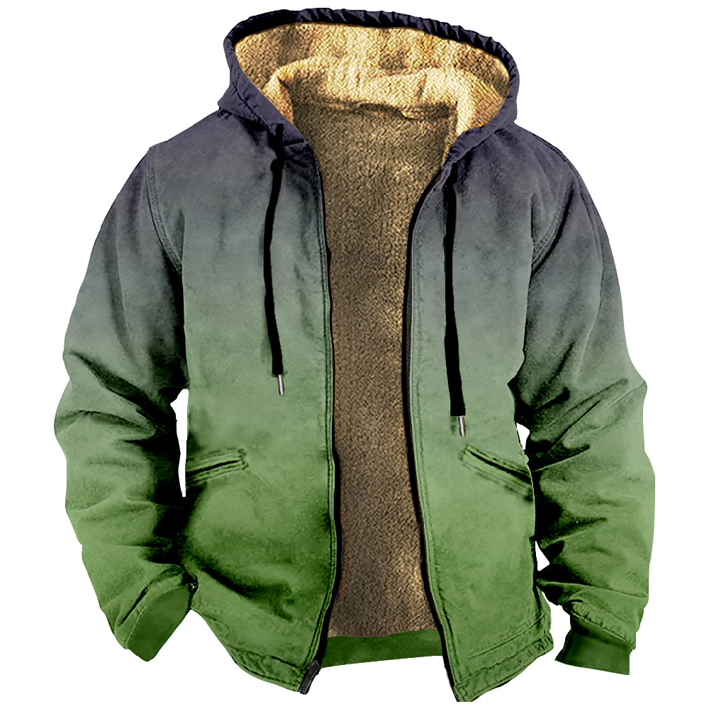 Patrón de multi-color transfronterizo europeo y americano impresión 3D Impresión digital suéter con capucha forro marrón Chaqueta de algodón acolchado