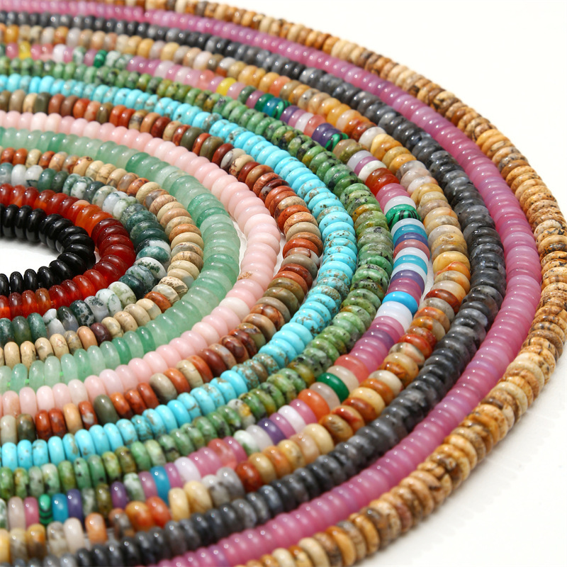 2x6 multi-color abacus beads bohemian style natural stone beads spacer handmade DIY jewelry making beaded loose beads