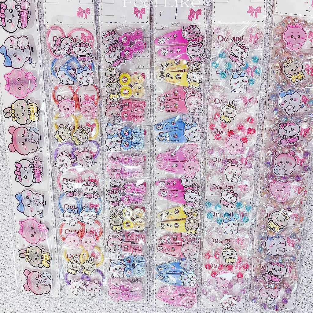 New Acrylic Cartoon Jiyka Wow Series Hair Accessories Cute Hairpin Pin BB Clip Rubber Band Bracelet Chain with Light