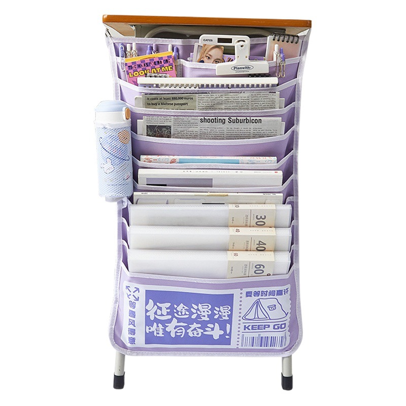 11-capa de autodisciplina colgando libro bolsa de escritorio artefacto Escritorio de gran capacidad bolsa de almacenamiento escritorio lado colgante estante libro soporte