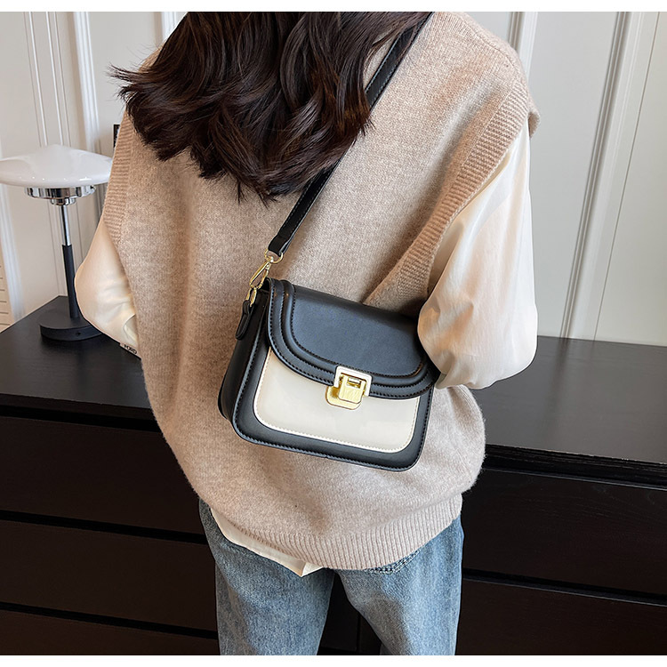 Women's Small Pu Leather Color Block Streetwear Square Lock Clasp Shoulder Bag Crossbody Bag display picture 2