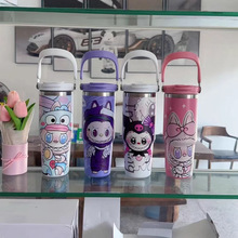 跨境爆款外贸汽车杯卡通图案304不锈钢冰霸杯保温杯印制logo吸管