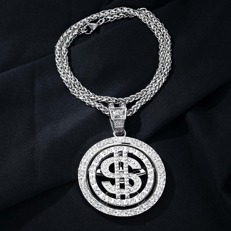 Hip-Hop Dollar Iron Zinc Alloy Diamond Men's Pendant Necklace Necklace Pendant Men Pendant Necklaces display picture 15