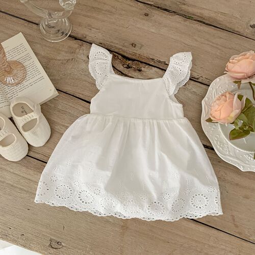 ins European and American AliExpress summer style girls baby infant 100-day clothing embroidered lace cotton triangle khaki skirt