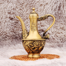 黄铜双鱼酒壶复古创意五牛八仙家居酒柜酒宴高酒壶金属摆件工艺品