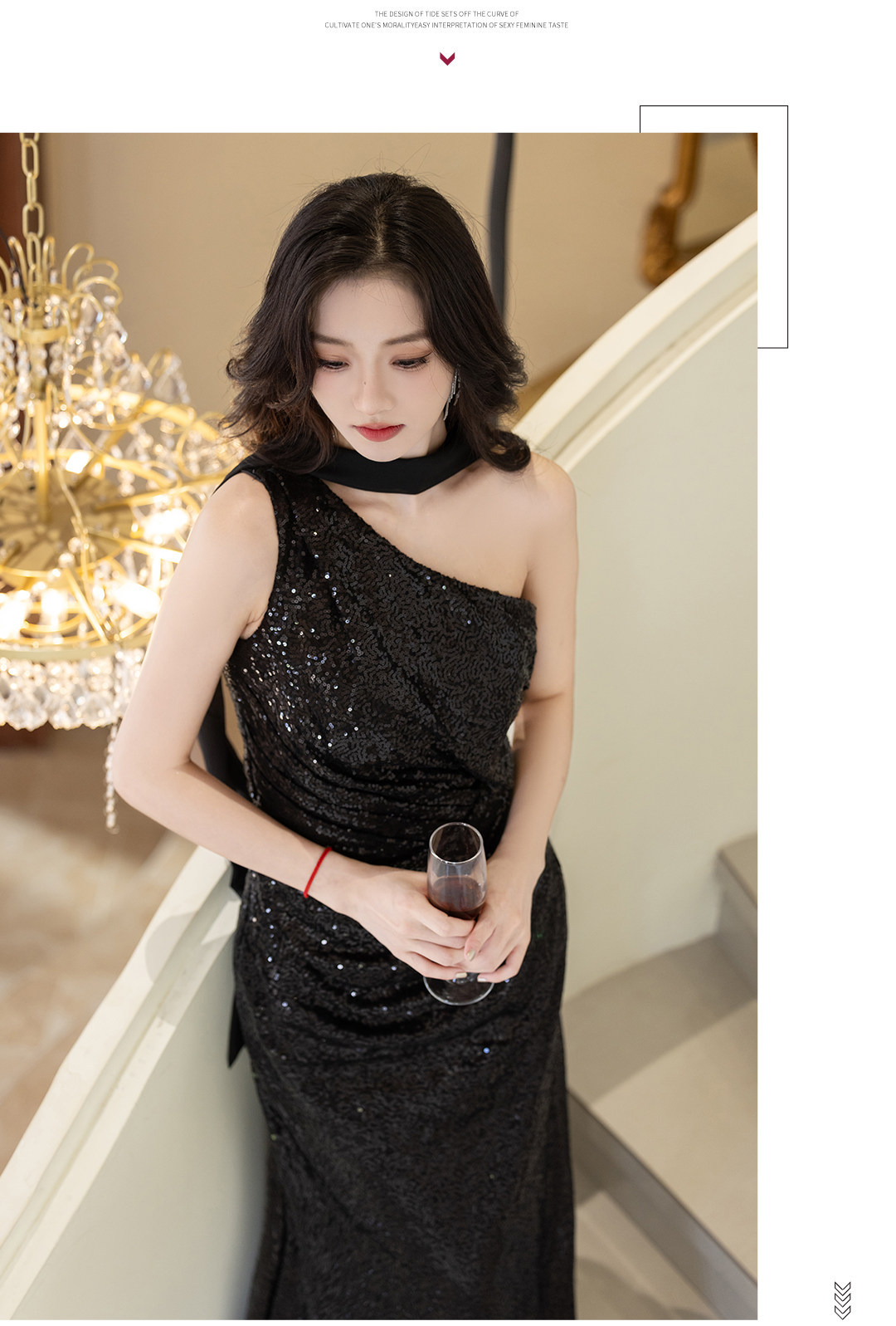 Women's Elegant Black Sequined Mermaid Evening Gown Understated Luxury Niche Style For Hostesses Coming Of Age Ceremony New_ecoleips.com