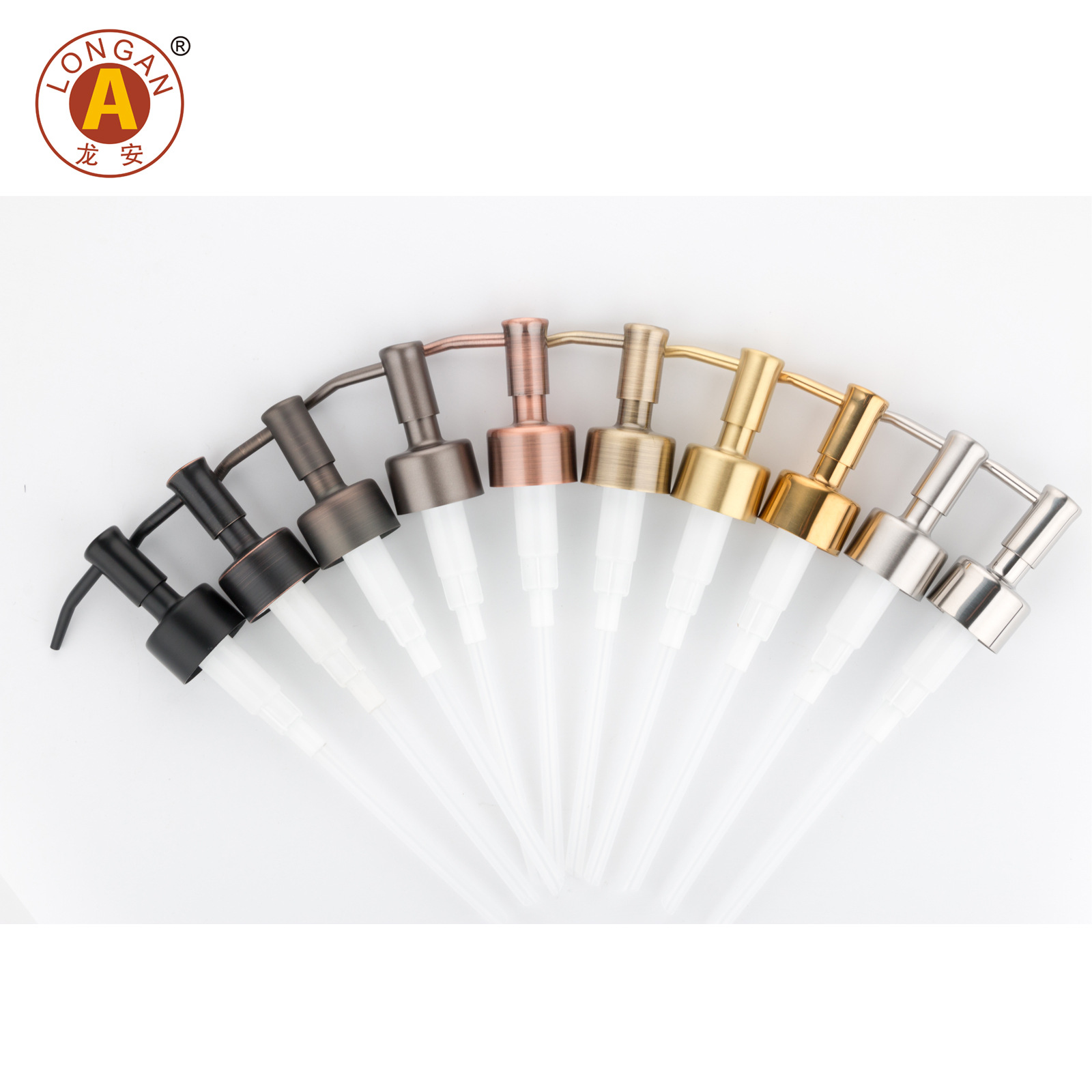 厂家生产不锈钢喷头五金卫浴泵头拉丝内螺纹式液瓶替换乳液按压头