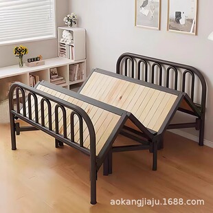 Iron Bed Iron Bed Double Bed Home Thickened Reinforced Iron Shelf Bed Rental Room Single 1.2 Meter Dormitory Bed