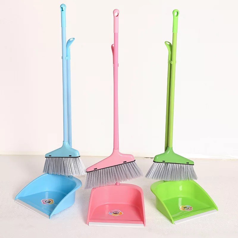 Wholesale plastic broom dustpan combo set home cleaning soft bristle butterfly small bag hard bristle broom broom set