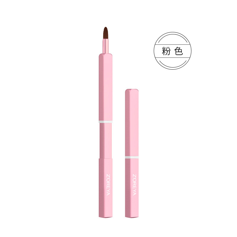 Zhuolia cuadrado retráctil lápiz labial cepillo herramientas de maquillaje labial cepillo de maquillaje portátil cepillo de labios personalizado
