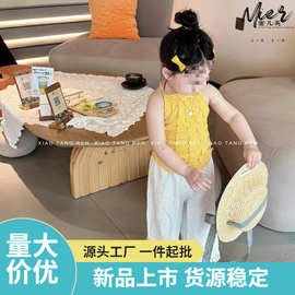 女童挂脖吊带夏季女宝宝夏装露背上衣儿童甜酷夏款童装背心潮Z053