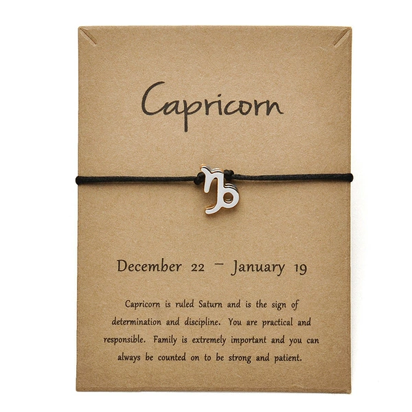 Capricorn black silver bracelet
