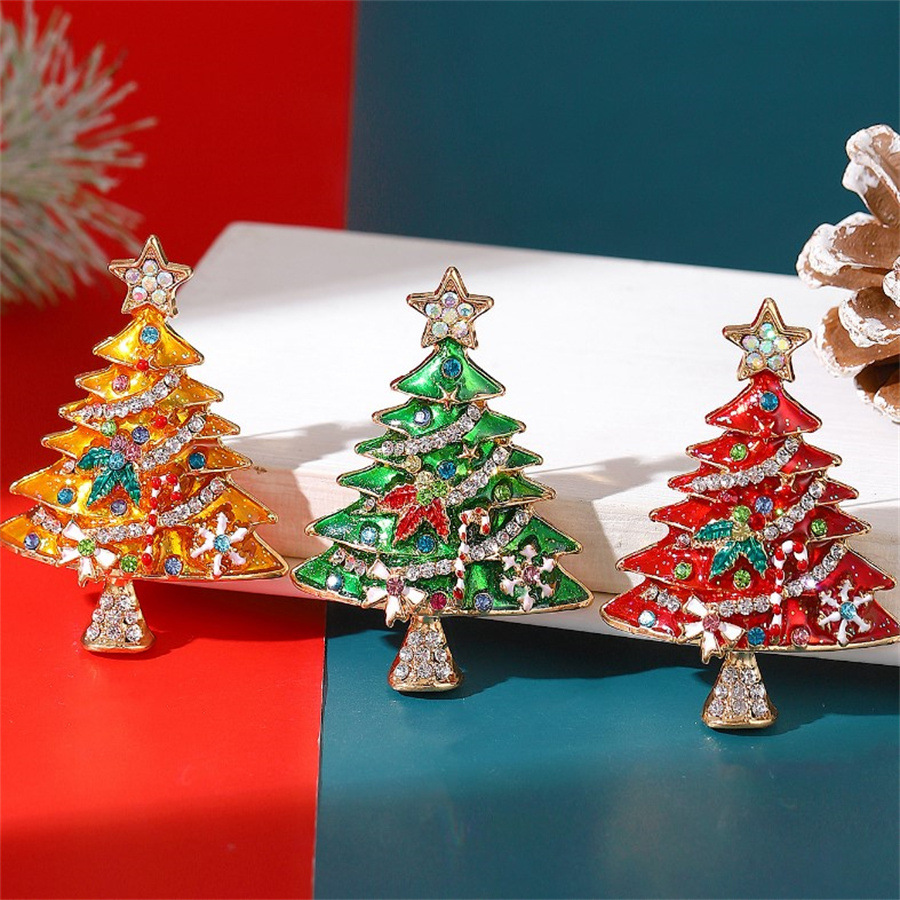 Vintage Style Christmas Tree Alloy Unisex Brooches display picture 1