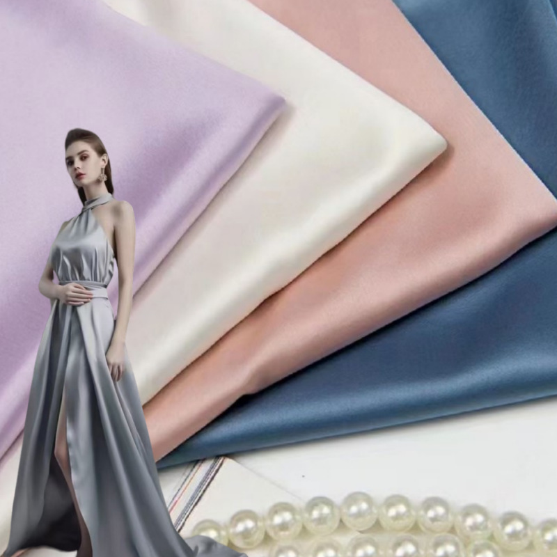 现货供仿醋酸双面缎色彩饱满手感丝滑细腻时尚高档时装连衣裙面料