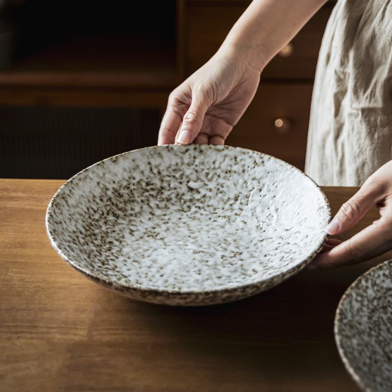 Tacos de cerámica domésticos retro al por mayor creativos cubiertos de piedra gran tazón japonés tazón de ensalada tazón de verduras tazón de fideos tazón de fruta