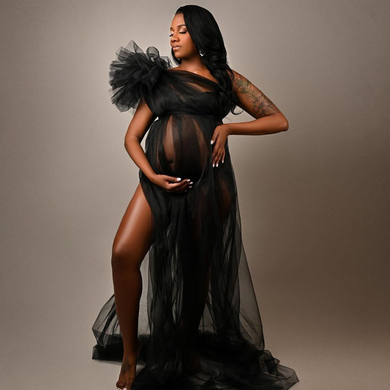 [Molia] Cross-border Photography Mesh dress Maternity Shoulder Sleeveless Dress Halloween Style