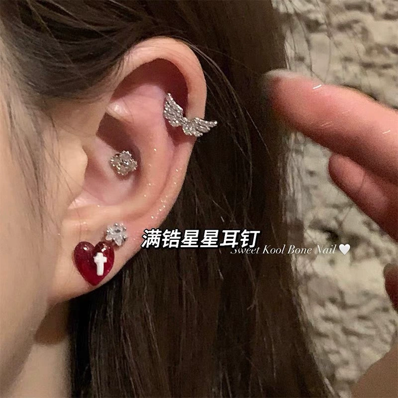 Серьги, сердце и крылья ангела из нержавеющей стали с цирконием, новая коллекция
