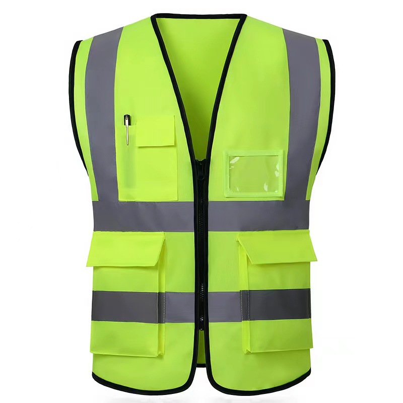 Chaleco de Seguridad Reflectante Malla de Tejido de Punto Multibolsillos Transpirable para Trabajo al Aire Libre