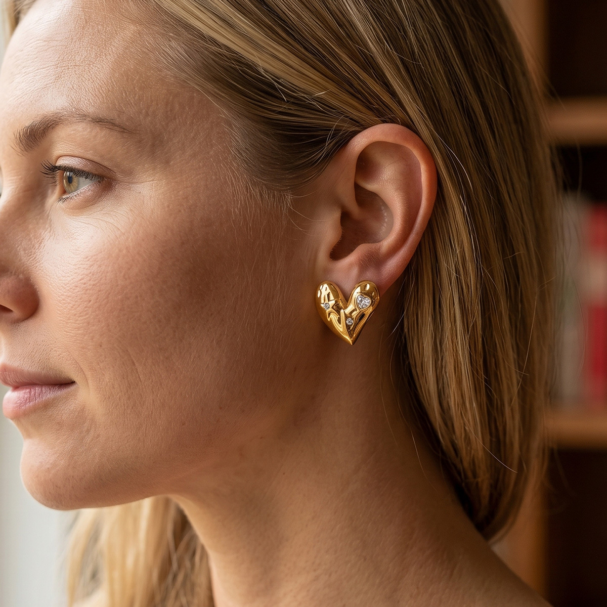 TENA Europa y los Estados Unidos transfronterizos pendientes de acero inoxidable mujeres no se desvanecen versátil amor amor diamantes pendientes de diamante en forma de corazón ventas calientes