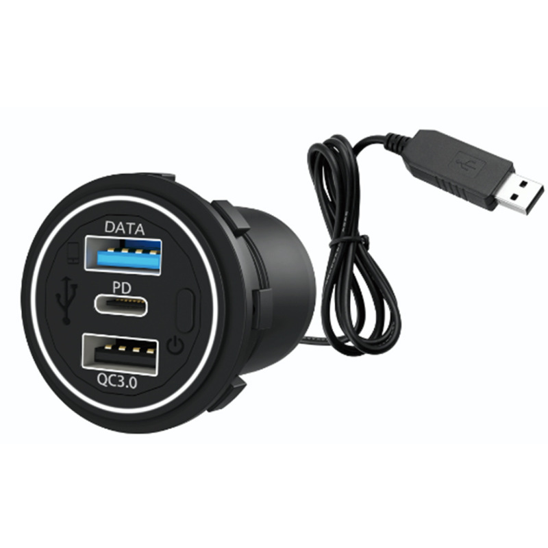 房车汽车游艇大巴车改装 QC3.0+双PD闪充 改装车充QC3.0三端口|undefined