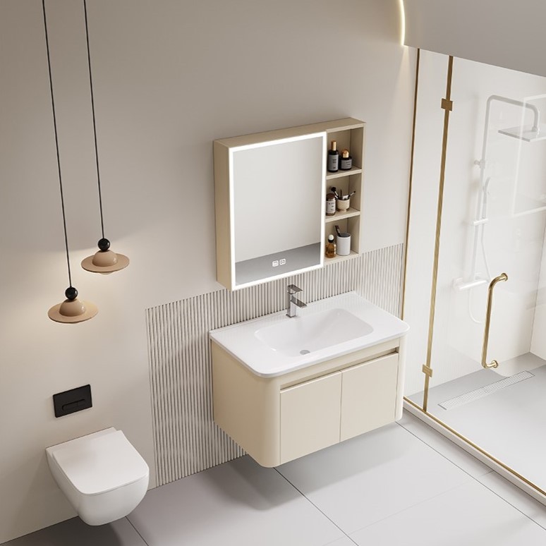 Baño impermeable espacio de aluminio panal gabinete de baño lavabo combinación integral lavabo cerámico lavabo espejo inteligente