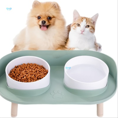 Ergonomic Pet Double Bowl Feeder Non Slip Neck Friendly跨境|ru