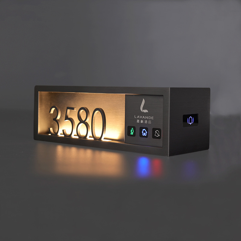镶嵌式酒店发光门牌不锈钢宾馆电竞客房电子带门铃转角门牌号