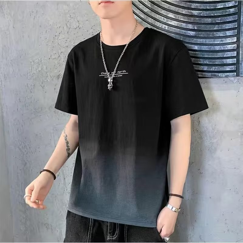 Short-sleeved T-shirt Men's Summer Fashionable Casual Half-sleeved T-shirt Base Shirt with Printed Trendy Brand Men's Top Clothes